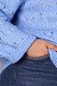 Heather Cerulean Blue Long Drop Shoulder Sleeve Round Neck Open Work Plus Size Sweater
