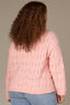 Heather Sweet Melon Long Drop Shoulder Sleeve Round Neck Open Work Plus Size Sweater
