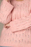 Heather Sweet Melon Long Drop Shoulder Sleeve Round Neck Open Work Plus Size Sweater
