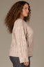 Heather Mocha Long Drop Shoulder Sleeve Round Neck Open Work Plus Size Sweater