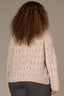Heather Mocha Long Drop Shoulder Sleeve Round Neck Open Work Plus Size Sweater