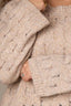 Heather Mocha Long Drop Shoulder Sleeve Round Neck Open Work Plus Size Sweater