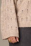 Heather Mocha Long Drop Shoulder Sleeve Round Neck Open Work Plus Size Sweater