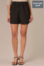 Black Skyrise Elastic Pull-OIn Banded Waist Faux Fly Patch Pocket Angled Dart Seam Plus Size Short