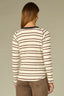 Ecru Black Long Raglan Sleeve Scoop Neck Striped Shirttail Hi-Low Hem Ringer Plus Size Knit Top