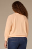 Peach Fuzz Three Quarter Pleated Sleeve Round V-Notch Neck Banded Hem Plus Size Sweater