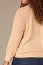 Peach Fuzz Three Quarter Pleated Sleeve Round V-Notch Neck Banded Hem Plus Size Sweater