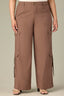 Mocha Contour Shape Technology Skyrise Dart Seam Double Flap Patch Pocket Faux Side Utility Pockets Plus Size Wide Leg Utility Pant