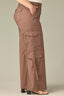 Mocha Contour Shape Technology Skyrise Dart Seam Double Flap Patch Pocket Faux Side Utility Pockets Plus Size Wide Leg Utility Pant