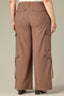 Mocha Contour Shape Technology Skyrise Dart Seam Double Flap Patch Pocket Faux Side Utility Pockets Plus Size Wide Leg Utility Pant