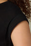 Black Extended Shoulder Cap Sleeve Round Neck Pointelle Stitch Straight Ribbed Hem Plus Size Sweater Top