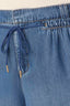Mid Blue Denim Contour Shape Technology Ultra Skyrise Angled Dart Seams Smocked Waist Tie Leg Darts Plus Size Wide Leg Jean