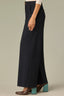 Dark Indigo Contour Shape Technology Skyrise Curved Front Pockets Patch Back Angled Dart Seams Gold Contrast Seam Slit Hem Whitney Wide Leg Plus Size Knit Pant