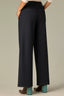 Dark Indigo Contour Shape Technology Skyrise Curved Front Pockets Patch Back Angled Dart Seams Gold Contrast Seam Slit Hem Whitney Wide Leg Plus Size Knit Pant
