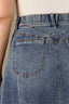 Mid Blue Artisanal Denim Double V-Yoke Seaming A-Line Midi Flare Hem Plus Size Skirt