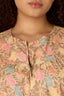 Golden Sugar Multi Short Puff Flutter Sleeve Round Neck U-Bib Yoke Pleated Half Zip Floral Print Plus Size Woven Top