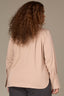 Champagne Long Button French Cuff Sleeve Collar Neck Hidden Placket Button Down Split Hi-Low Woven Plus Size Shirt