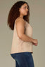Pale Oak Sleeveless Ruched Elastic Stap V-Neck Lace Edge Side Panel Plus Size Woven Tank Top