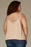 Pale Oak Sleeveless Ruched Elastic Stap V-Neck Lace Edge Side Panel Plus Size Woven Tank Top