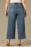 Mid Blue Artisanal Denim Contour Shape Technology Skyrise Double Side Seam Stitch Detail Plus Size Gracie Wide Leg Jean