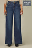 Indigo Denim Contour Shape Technology Skyrise V-Yoke Double Front Slash Pockets Side Panel Dart Seams Plus Size Wide Leg Jean