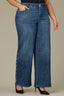 Blue Denim Contour Shape Technology REPREVE High Rise Cut Out Pearl Detail Sam Wide Leg Plus Size Jean