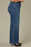 Blue Denim Contour Shape Technology REPREVE High Rise Cut Out Pearl Detail Sam Wide Leg Plus Size Jean