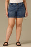 Mid Blue Denim Contour Shape Technology High Rise Double Side Seam Stitch Detail Plus Size Gracie Short
