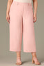 Rose Bloom Skyrise Elastic Pull-On Waist Faux Back Pocket Side Panel Contour Shape Technology Wide Leg Glider Plus Size Pants