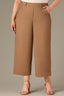 Toasted Coconut Skyrise Elastic Pull-On Waist Faux Back Pocket Side Panel Contour Shape Technology Wide Leg Glider Plus Size Pants