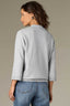 Heather Grey Three Quarter Ribbed Sleeve V-Neck Collar Pearl Trim Seaming Banded Hem Plus Size Sweater Top
