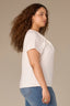 Off White Short Sleeve Scoop Neck Raw Edge Detailing Twist Front Plus Size Knit Top