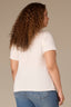 Off White Short Sleeve Scoop Neck Raw Edge Detailing Twist Front Plus Size Knit Top