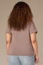 Oyster Mushroom Short Sleeve Scoop Neck Raw Edge Detailing Twist Front Plus Size Knit Top