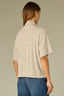 Heather Cream Drop Shoulder Elbow Sleeve Turtleneck Center Seams Boxy Striped Straight Slit Hem Plus Size Knit Top