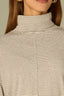 Heather Cream Drop Shoulder Elbow Sleeve Turtleneck Center Seams Boxy Striped Straight Slit Hem Plus Size Knit Top