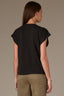 Cap Sleeve Scoop Neck Plus Size Knit Top with Die Cut Embroidery