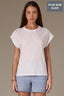 Cap Sleeve Scoop Neck Plus Size Knit Top with Die Cut Embroidery