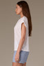 Cap Sleeve Scoop Neck Plus Size Knit Top with Die Cut Embroidery