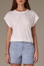 Cap Sleeve Scoop Neck Plus Size Knit Top with Die Cut Embroidery