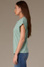 Cap Sleeve Scoop Neck Plus Size Knit Top with Die Cut Embroidery