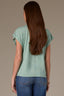 Cap Sleeve Scoop Neck Plus Size Knit Top with Die Cut Embroidery
