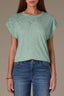 Cap Sleeve Scoop Neck Plus Size Knit Top with Die Cut Embroidery
