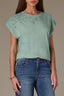 Cap Sleeve Scoop Neck Plus Size Knit Top with Die Cut Embroidery