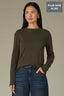 Nori Green Long Sleeve Round Neck Straight Hem Cashmere Plus Size Sweater Top
