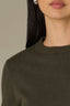 Nori Green Long Sleeve Round Neck Straight Hem Cashmere Plus Size Sweater Top

