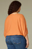 Roasted Carrot Seamless Blouson Cinched Cuff Sleeve V-Neck Center Seam Cased Hem Plus Size Woven Top