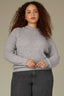 Heather Grey Long Raglan Sleeve Mock Neck Soutache Embroidered Curled Edge Plus Size Pull Over Sweater 