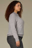 Heather Grey Long Raglan Sleeve Mock Neck Soutache Embroidered Curled Edge Plus Size Pull Over Sweater 