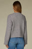 Grey Drop Shoulder Wide Sleeve Round Neck Hook Front Cable Knit Open Front Straight Hem Petite Sweater Cardigan